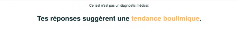 Illustration du résultat obtenu à l'issu du test diagnostic TCA